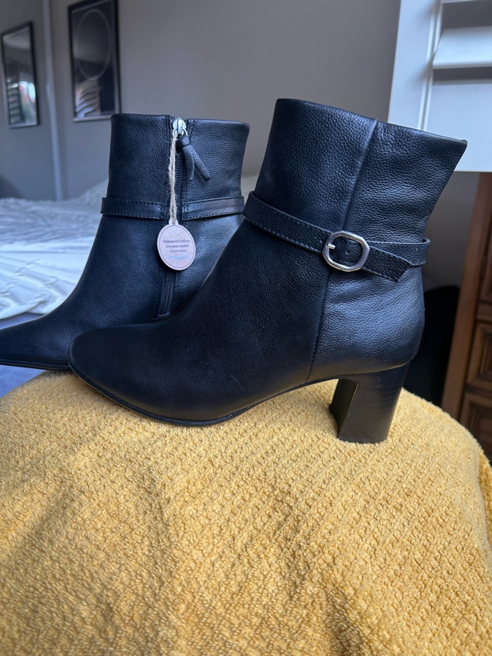 Classic Black Leather Ankle Boots with Buckle